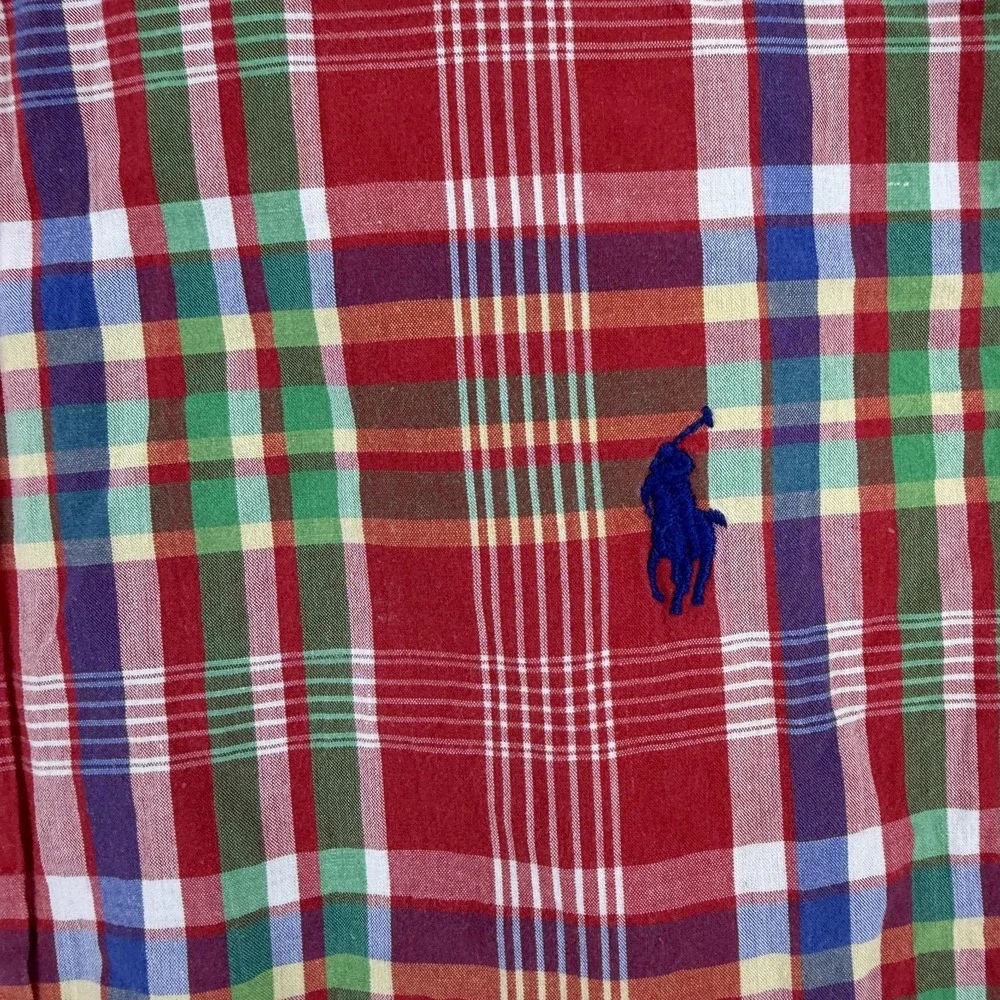 Ralph Lauren Shirt Mens XL Red Plaid Long Sleeve Button Down Pony Custom Fit